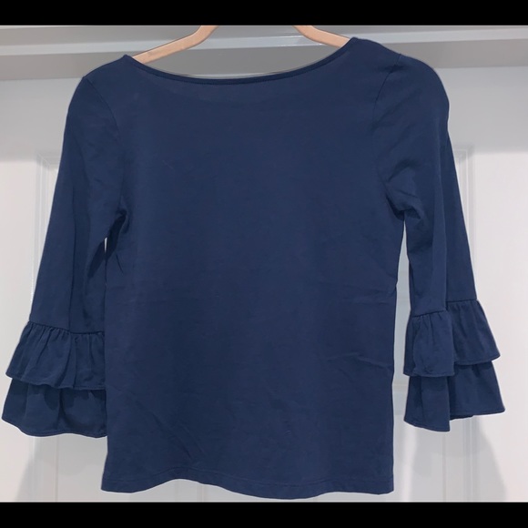 Lilly Pulitzer Ruffle Sleeve Navy Top - Picture 4 of 5